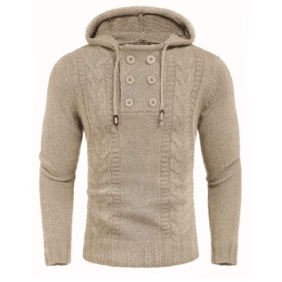 COOFANDY Men Knitted Hoodies Pullover Casual Long Sleeve Slim Fit Turtleneck Sweaters