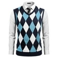 thumbnail image 1 of Coshow Men's Knitted Pullover Vest Sleeveless Pullover Slim Fit V Neck Diamond Vest, 1 of 5