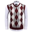 thumbnail image 1 of Coshow Men's Knitted Pullover Vest Sleeveless Pullover Slim Fit V Neck Diamond Vest, 1 of 5