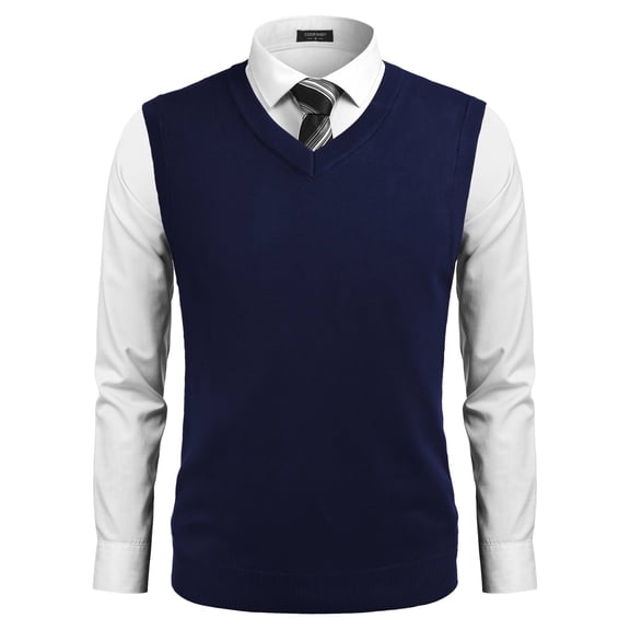 Coshow Men's Knitted Pullover Vest Sleeveless Pullover Slim Fit V Neck Diamond Vest