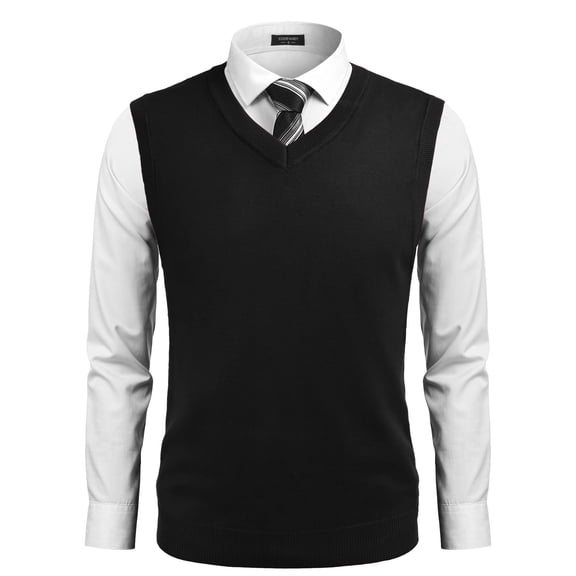 Coshow Men's Knitted Pullover Vest Sleeveless Pullover Slim Fit V Neck Diamond Vest