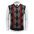thumbnail image 1 of Coshow Men's Knitted Pullover Vest Sleeveless Pullover Slim Fit V Neck Diamond Vest, 1 of 5