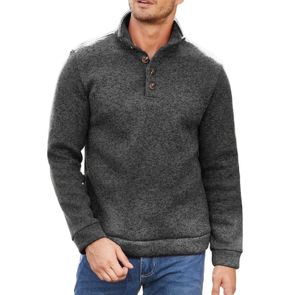 Coshow Men's Knitted Sweater Slim Fit Pullover Casual Warm Sweater with Shawl Collar