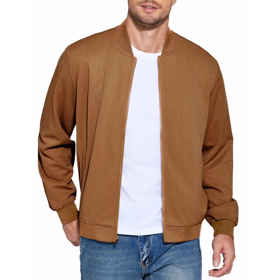 COOFANDY Casual Bomber Jacket for Men Lightweight Full Zip Varsity Coat Knitted Coat Light
