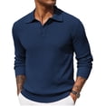 thumbnail image 1 of COOFANDY Mens Knit Polo Shirts Long Sleeve Casual Polo Sweaters Shirt Waffle Textured Collared Sweater, 1 of 8