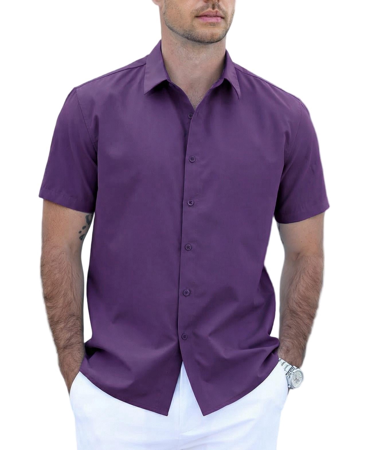COOFANDY Men's Lightweight Breathable Short Sleeve Shirt, 100% Polyester, Easy-Care Wrinkle-Resistant for Daily Casual and Office Wear