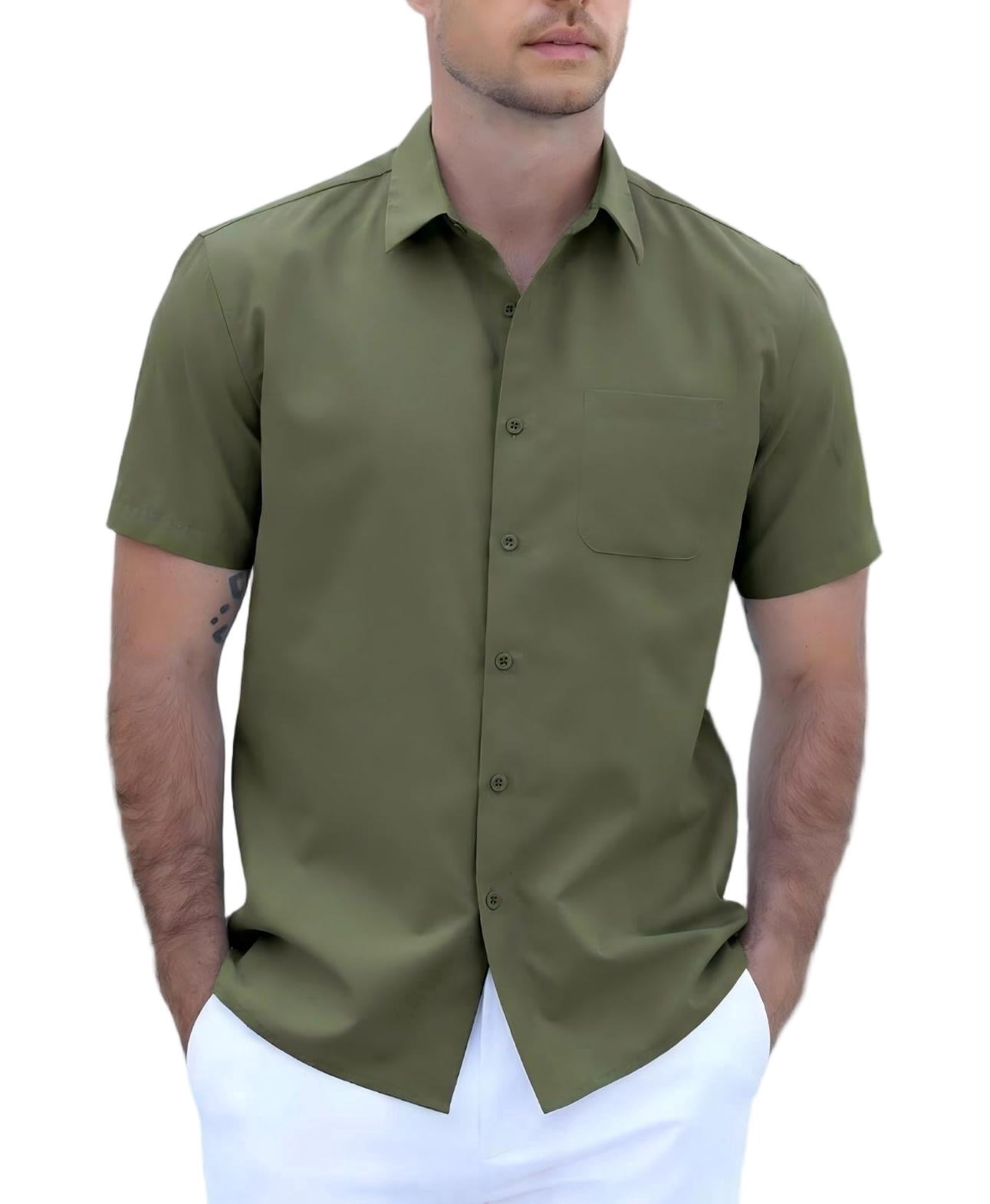 100 polyester short sleeve dress shirts Ash & Erie Blue Oxford Wrinkle Free Short Sleeve Shirt for Short Men Blue Oxford / L / Standard