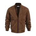 thumbnail image 1 of Coshow Men's Lightweight Jacket Sport Bomber Jacket Casual Suede Vintage Jacket, 1 of 5