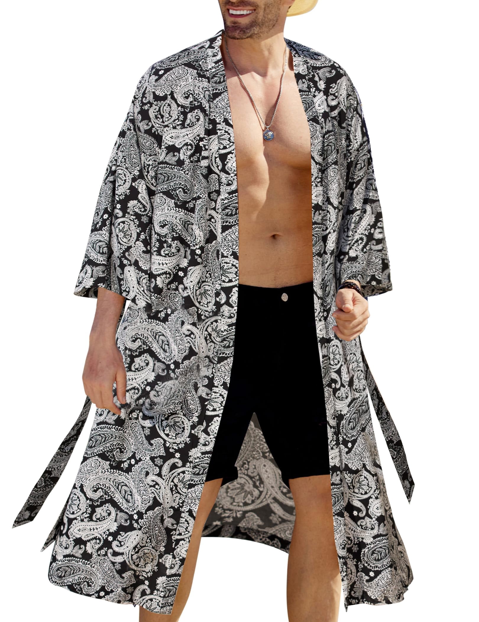 Bath Ropes Open COOFANDY Men's Lightweight Kimono Robe Japanese Bathrobes Open Front ...