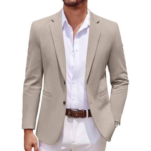 COOFANDY Men's Lightweight Two Button Knit Blazer - Casual Sport Coats Suit Jacket