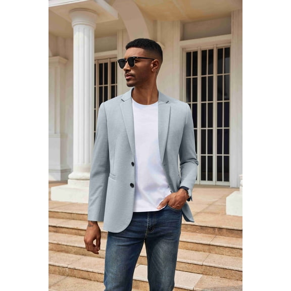 COOFANDY Men's Lightweight Two Button Knit Blazer - Casual Sport Coats Suit Jacket