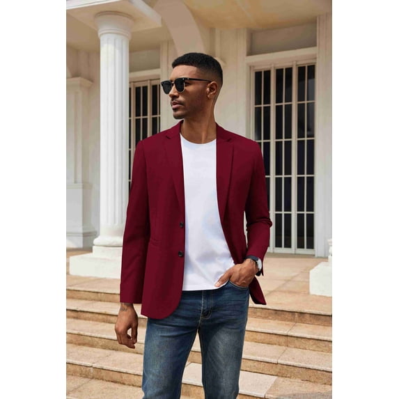 COOFANDY Men's Lightweight Two Button Knit Blazer - Casual Sport Coats Suit Jacket