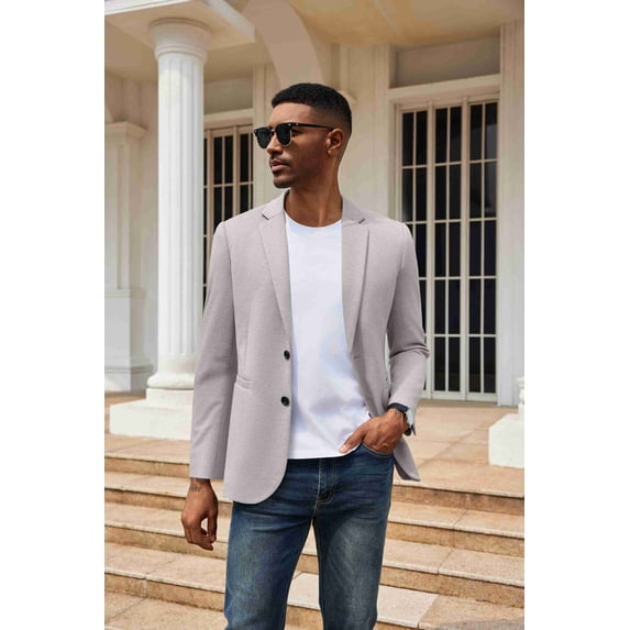 COOFANDY Men's Lightweight Two Button Knit Blazer - Casual Sport Coats Suit Jacket