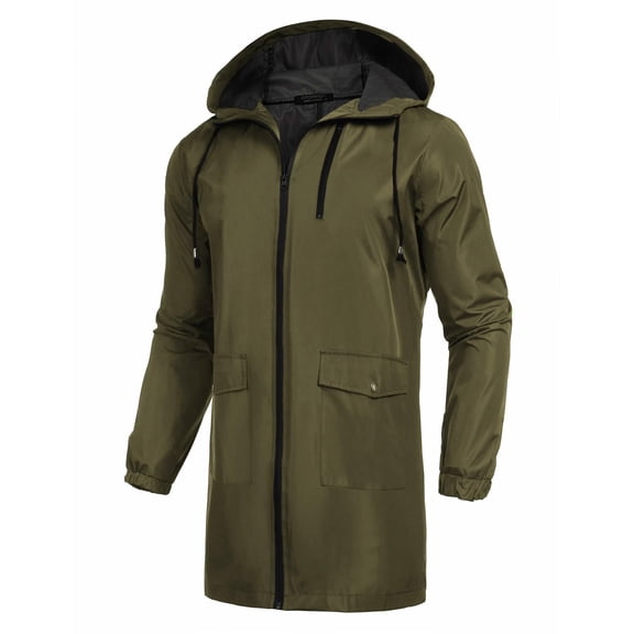 COOFANDY Men's Rain Jacket Waterproof Cycling Packable Raincoat with Hood Lightweight Windbreaker