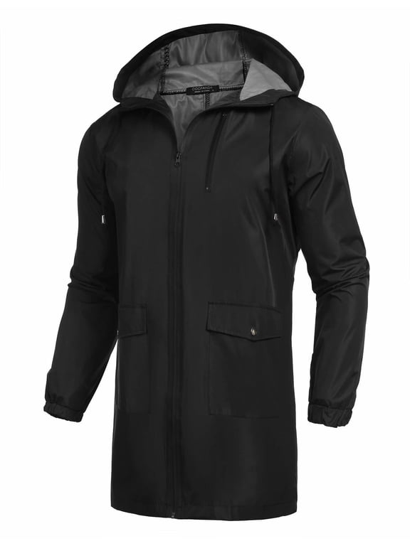 Men's Packable Rain Jacket Outdoor Waterproof Hooded Lightweight Classic Cycling Raincoat