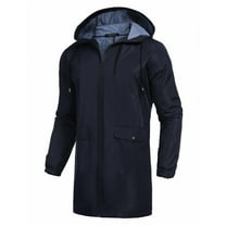 COOFANDY Men's Long Raincoat With Hood Rain Jacket Men Waterproof Jackets With Pockets