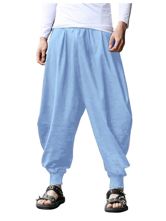 Men's Linen Baggy Cotton Harem Pant Fashion Hip Pop Hippy Trouser
