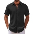 thumbnail image 1 of COOFANDY Men's Linen Beach Casual Shirts Button Down Short Sleeve Shirt Summer Wedding Shirt Slim Fit Shirts, 1 of 6