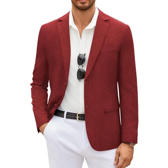 COOFANDY Men's Linen Blazer Casual Lightweight Two Button Sport Coats Formal Business Suit Jacket Unlined Blazer