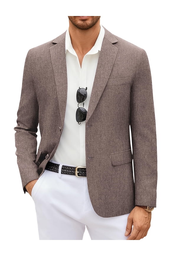 Men's Linen Blazer Casual Lightweight Two Button Sport Coats Formal Business Suit Jacket Unlined Blazer