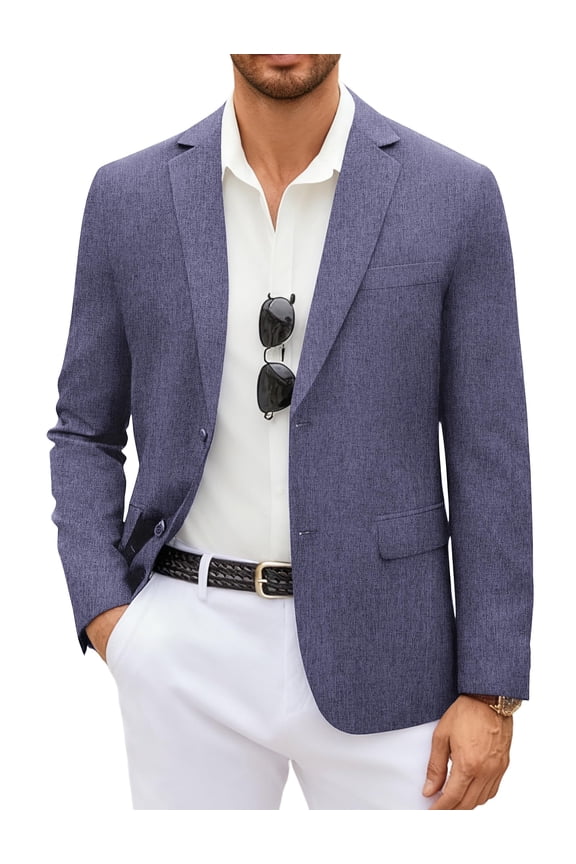 Men's Linen Blazer Casual Lightweight Two Button Sport Coats Formal Business Suit Jacket Unlined Blazer