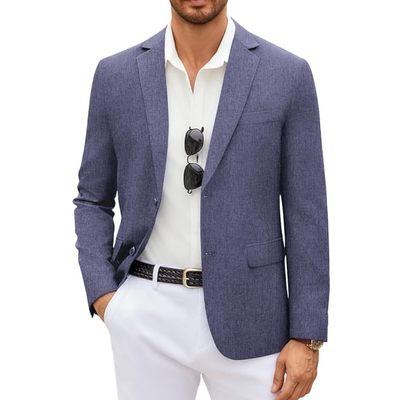 COOFANDY Men's Linen Blazer Casual Lightweight Two Button Sport Coats Formal Business Suit Jacket Unlined Blazer