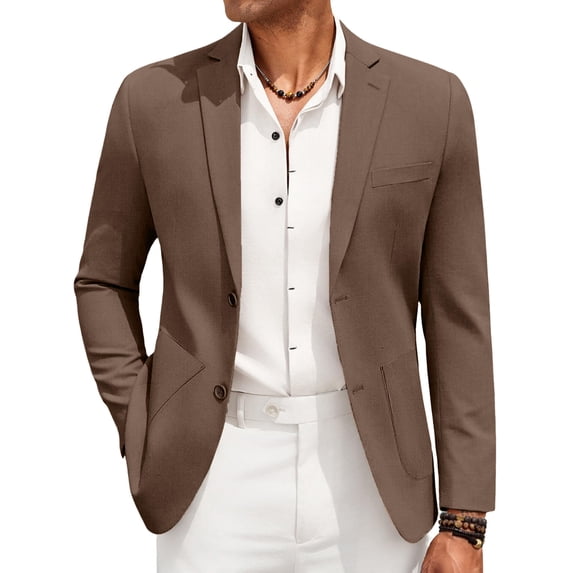 COOFANDY Men's Linen Blazer Jacket Lightweight Two Botton Sport Coat Slim Fit Business Suit Jacket