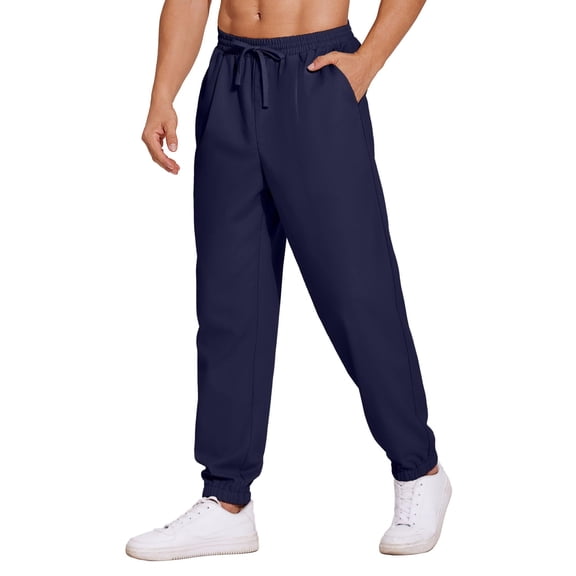 COOFANDY Men's Linen Casual Pants Lightweight Jogger Pants Elastic Waist Drawstring Yoga Beach Pants with Pockets