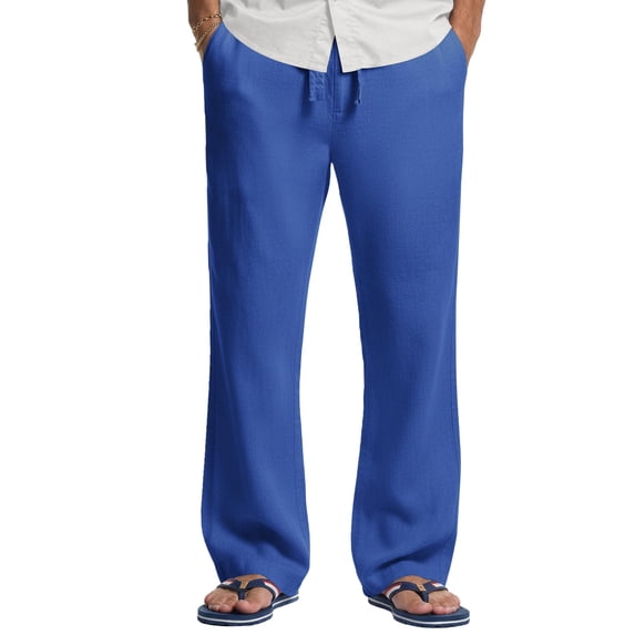 COOFANDY Men's Linen Drawstring Pants Casual Summer Beach Cotton Linen Pants