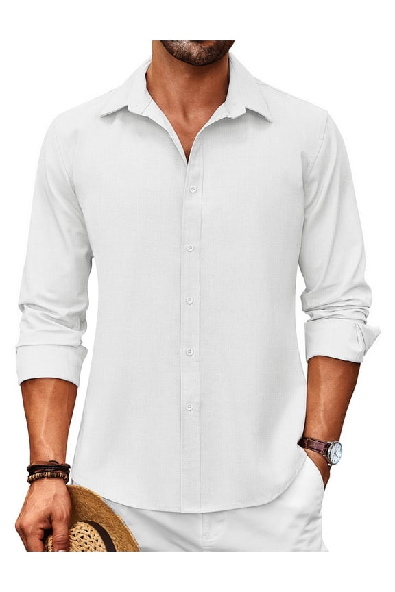 Men's Linen Dress Untucked Untucked Oxford Shirt Casual Slim Fit Beach Shirts