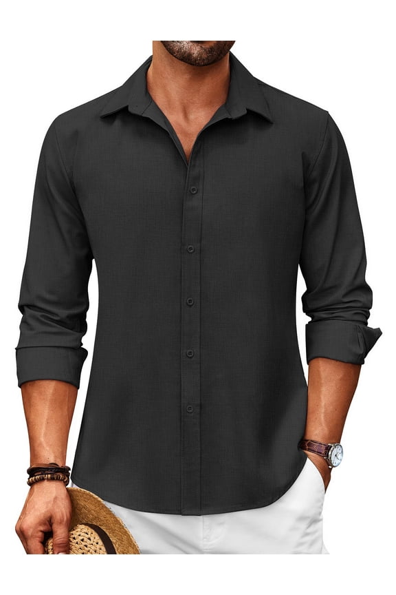 Men's Linen Dress Untucked Untucked Oxford Shirt Casual Slim Fit Beach Shirts