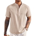 thumbnail image 1 of COOFANDY Men's Linen Henley Shirt Short Sleeve Hippie Casual Beach T Shirts, 1 of 6