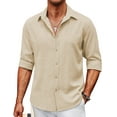 thumbnail image 1 of COOFANDY Men's Linen Long Sleeve Button Down Casual Untucked Shirts Button Up Muscle Fit Chambray No Tuck Shirts, 1 of 6