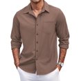 thumbnail image 1 of COOFANDY Men's Linen Shirt Long Sleeve Button Down Shirt Summer Vacation Beach Wedding Shirts, 1 of 6
