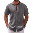thumbnail image 1 of COOFANDY Men's Linen Textured Shirts Button Up Short Sleeve Casual Summer Shirts Beach Vacation Regular Fit Shirt, 1 of 6