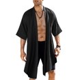 thumbnail image 1 of COOFANDY Men's Long Cardigan Cotton Kimono Robe Lightweight Casual Beach Drape Cape, 1 of 6