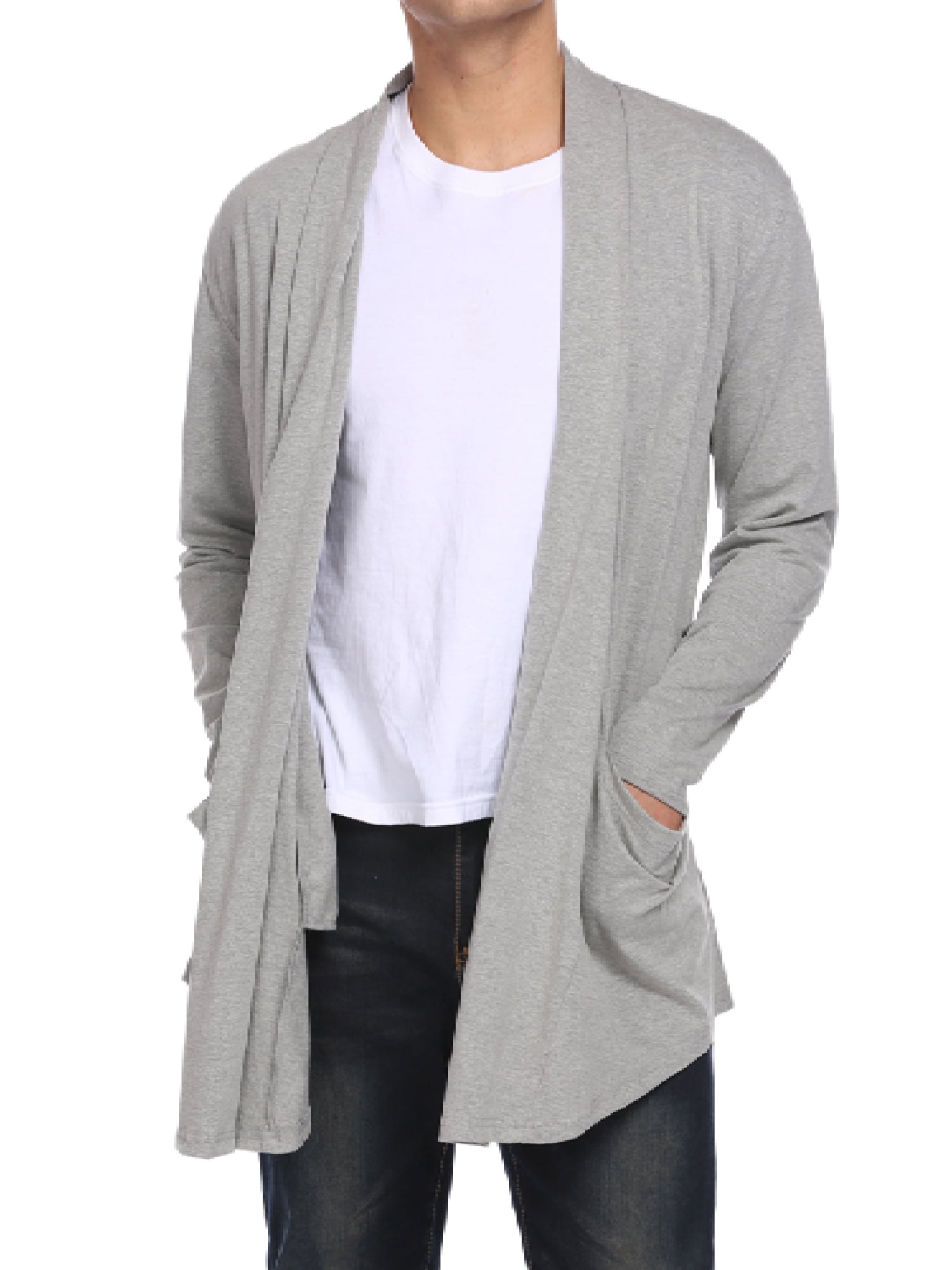 COOFANDY Men's Long Ruffle Cardigan Shawl Collar Open Front Light Drape ...