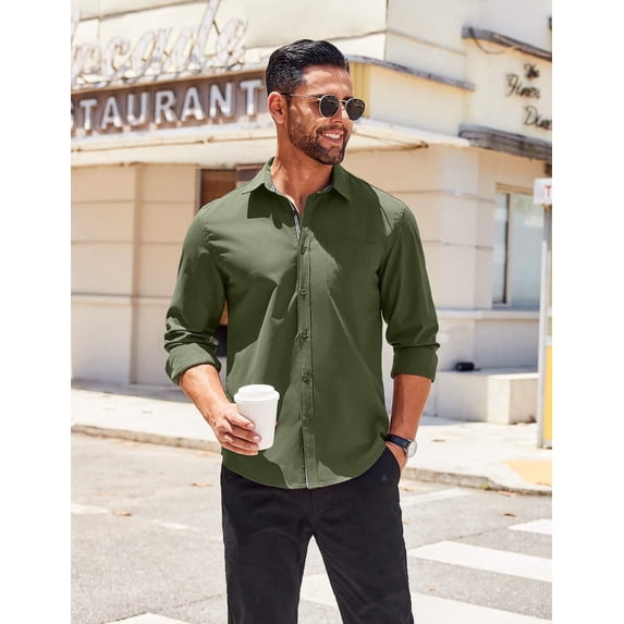COOFANDY Men's Long Sleeve Casual Button Down Shirts Untucked Shirts for Men Regular Fit Dress Shirt