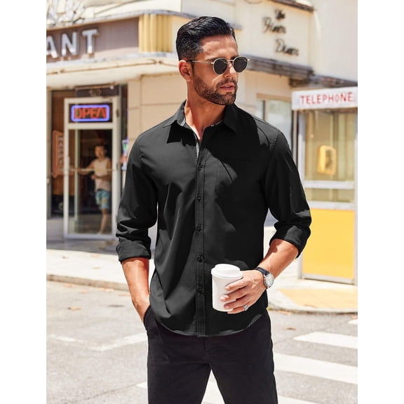 COOFANDY Men's Long Sleeve Casual Button Down Shirts Untucked Shirts for Men Regular Fit Dress Shirt
