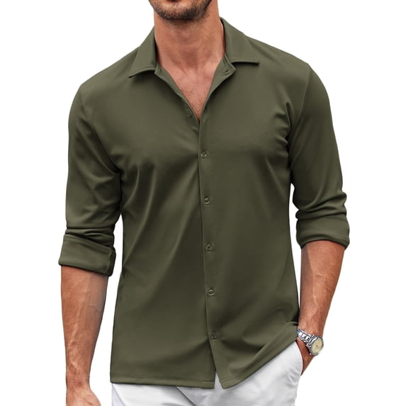 COOFANDY Men's Long Sleeve Button Down Shirts Stretchy Business Casual Shirt