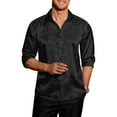 thumbnail image 1 of Coshow Men's Long Sleeve Button Down Silk Satin Shirt Floral Design Shirt Casual Party Prom and Wedding Shirt, 1 of 5