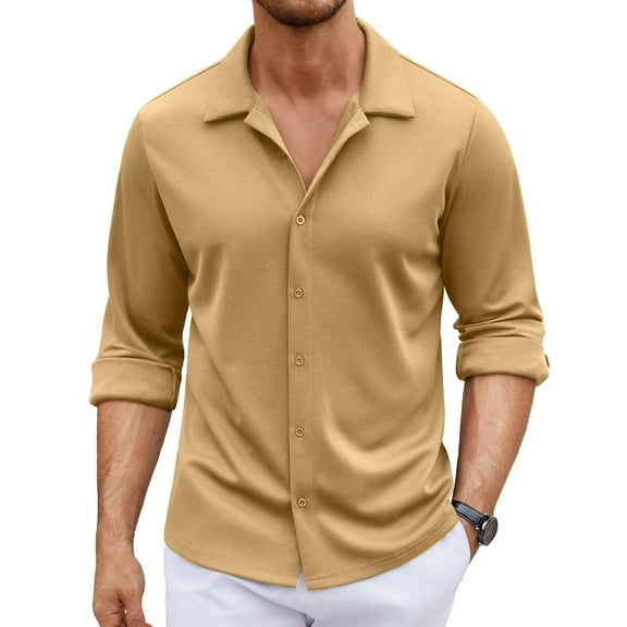 COOFANDY Men's Long Sleeve Button Down Wrinkle Free Dress Shirt Business Casual Untucked Stretch Muscle Fit Shirts
