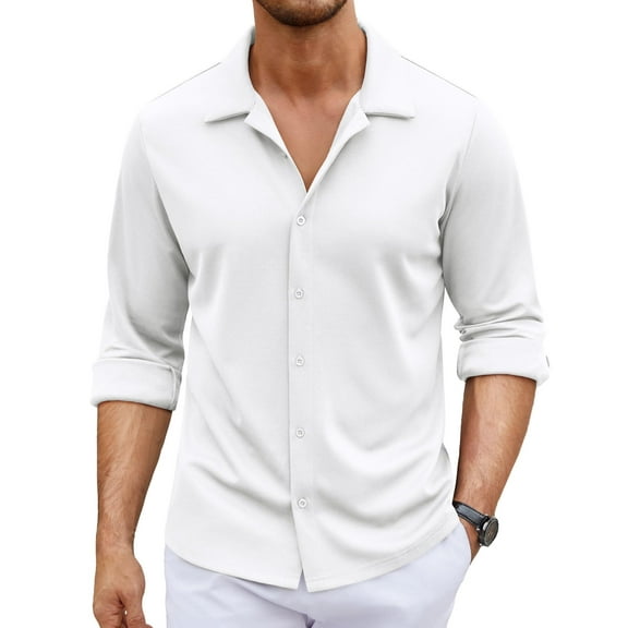 COOFANDY Men's Long Sleeve Button Down Wrinkle Free Dress Shirt Business Casual Untucked Stretch Muscle Fit Shirts