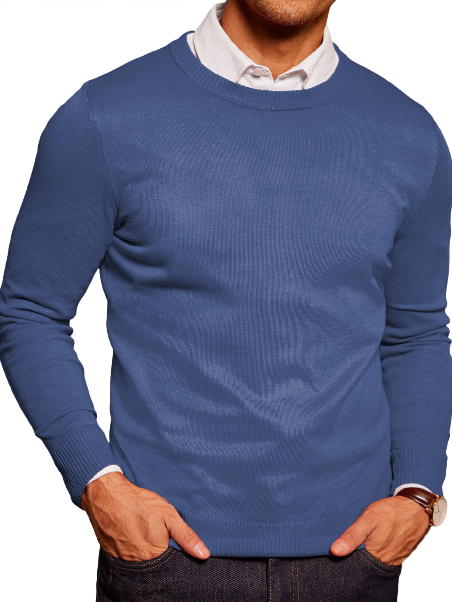 COOFANDY Men's Long Sleeve Crew Neck Sweater Slim Fit Knit