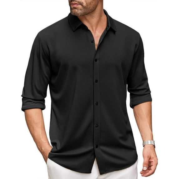 COOFANDY Men's Long Sleeve Dress Shirt Casual Button Down Shirts Wrinkle Free Untucked Shirt