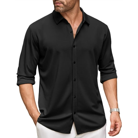 COOFANDY Men's Long Sleeve Dress Shirt Casual Button Down Shirts Wrinkle Free Untucked Shirt