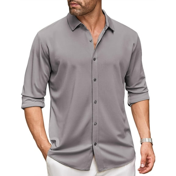 COOFANDY Men's Long Sleeve Dress Shirt Casual Button Down Shirts Wrinkle Free Untucked Shirt