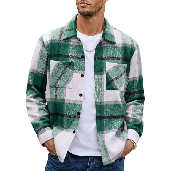 COOFANDY Men's Long Sleeve Flannel Shirt Jacket Classic Plaid Shirt Casual Button Down Fleece Jackets