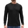 thumbnail image 1 of COOFANDY Men's Long-Sleeve Henley Shirt, Casual Button Down Cotton T-Shirt, Basic Crew Neck Top for Daily Wear, 1 of 8