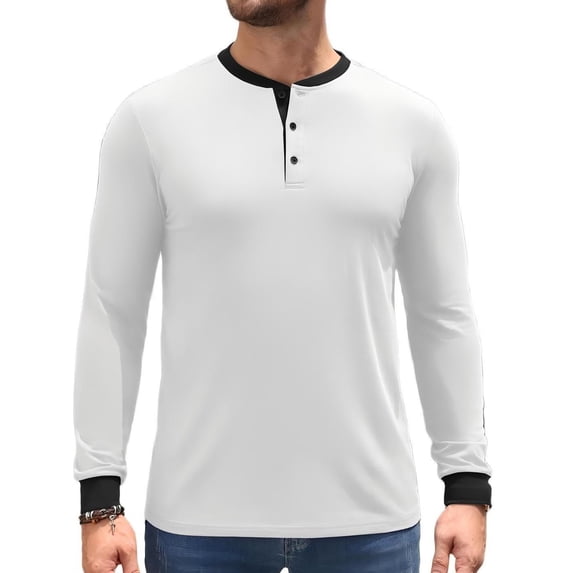 COOFANDY Men's Long-Sleeve Henley Shirt, Casual Button Down Cotton T-Shirt, Basic Crew Neck Top for Daily Wear